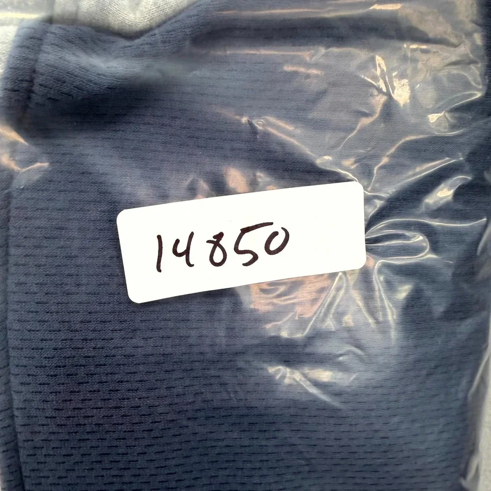 Adidas Fleece Hoodie Mens Large Navy Gray Fleece Lined Three Stripes Quarter Zip
